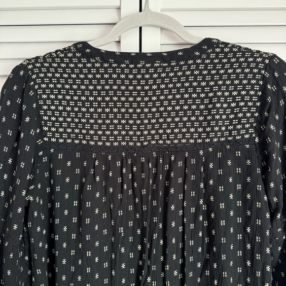 Fat Face V Neck Flowy Geo Print Black Blouse Top Size 6 - Picture 9 of 11